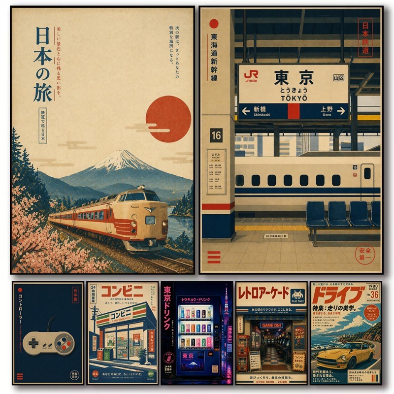 Japanese Traditional Lifestyle - لوحة قماشية فنية جدارية بتصميم عتيق